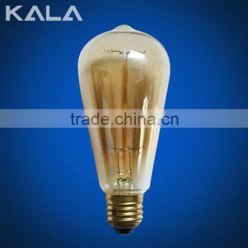 2016 Vintage Amber Glass LED Filament Bulb,4W 6W Antique Style ST64 Filament LED Bulb , ul listed light bulbs led