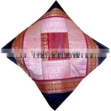 ETHNIC INDIAN ANTIQUE SILK SARI BROCADE CUSHION COVER