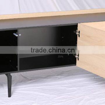 Reclaimed Modern Design Oak Veneer Long Wooden TV Cabinet Design Furniture for European