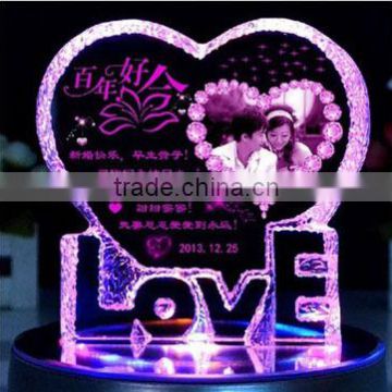 Fashion LED Standing Colours Heart Set Crystal