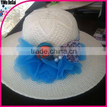 2015 new design cheap fashion summer flower beach party OEM hat cap