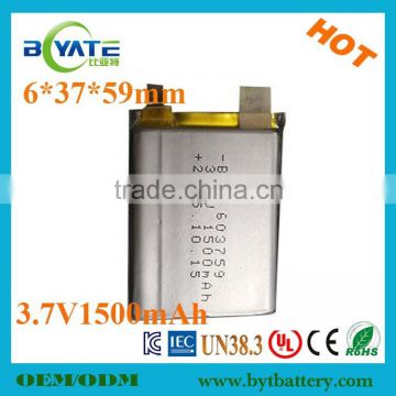 High Quality Rechargeable 603759 3.7V1500mAh Polymer Cells Factory