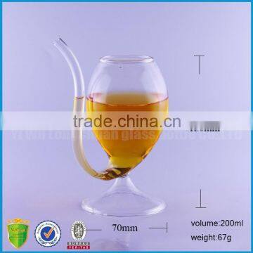 Promotional 200ml glass vampire cup long straw wine glass cup