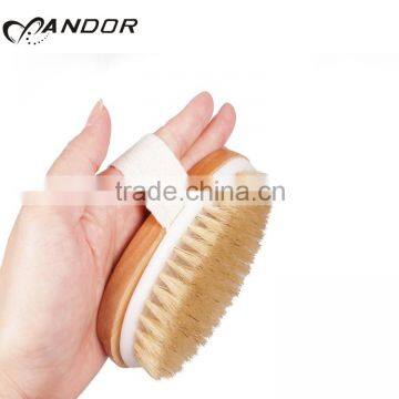 Natural bristle detachable wooden handle bath brush