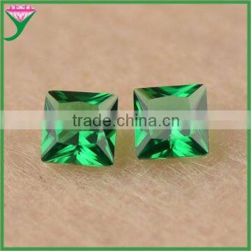 3*3mm square princess cut heat resistant nano dark green emerald gemstone