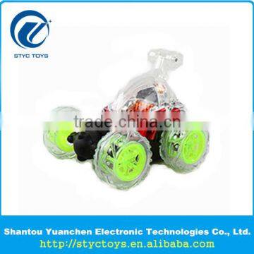 Super funny and good price plastic tip lorry tumbler remote control rc stunt car toys with LED lights and music song for sale
