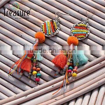 Chinese multicolor beads tassel long drop earings wholesale valentine's gift 2016                        
                                                Quality Choice