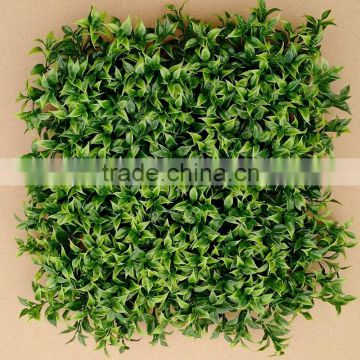 Wall Landscaping Dense Plastic Indoor Artificial Green Leaves Grass Mat Hedge for Sell