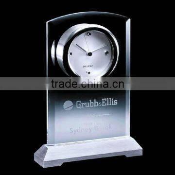 Laser Etched Optic Crystal Clock Awards for Corporate Souvenirs