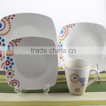 Square shape fine porcelain dinnerware Mexican style dinner set china supplier