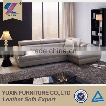 Italy latest high end grey reclining leather sofa/double divan sofa