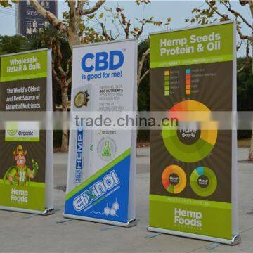 outdoor wall advertising banner banner stand with spring and heavy iron foot