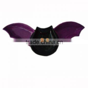 Hand-painted Ceramic Bat shape Chip &Dip Plate