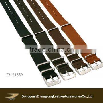 Stainless Steel Buckle Genuine Leather Nato Watch Strap, Leather Watch Band 22cm/24cm/26cm Are Available