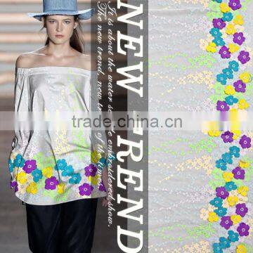 China Manufacturer Blossoming Flower 3D printed Fabric Chiffon Embroidery