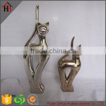 electroplate ceramic cat ornament craft figurine