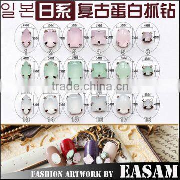 Japaness style claw setting moonstone acrylic 3D rhinestone for nail art decoration