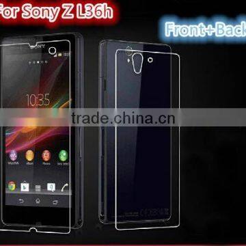 Front+back Premium 0.3mm Tempered Glass Screen Protector For Sony Xperia Z L36h