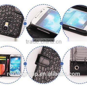 Crocodile Skin Grain PU Leather Case for samsung S4, With Stand Function