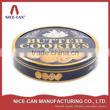 Wholesale round biscuit tin box/ metal cookie tin with lids