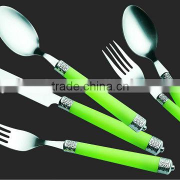 Stainless steel plastic handle colored flatware