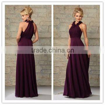 Fashion Sexy dress China manufacture Halter top long bridesmaid dress pattens royal purple 2015 ( BDAL-5011)