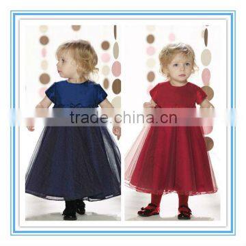 Taffeta Double Layer Tulle Bow Flower Girl Dresses For Weddings(FLMO3020)