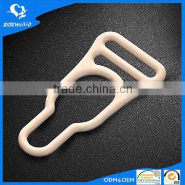 Beige nylon coated metal suspender adjusters buckle