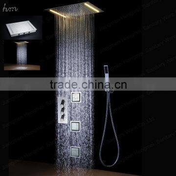 single color 360*500mm multifunction rain shower head faucet panel led rain shower set massage body jets