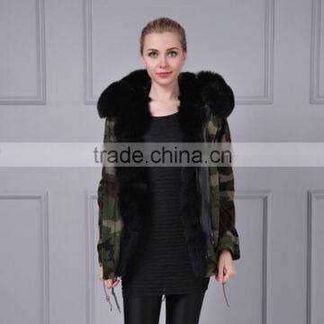 Chinese women jacket wholesale military winter parka with fox fur trim hood