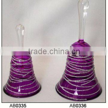 Decorative Purple Hanging Glass Bell with Sliver Line