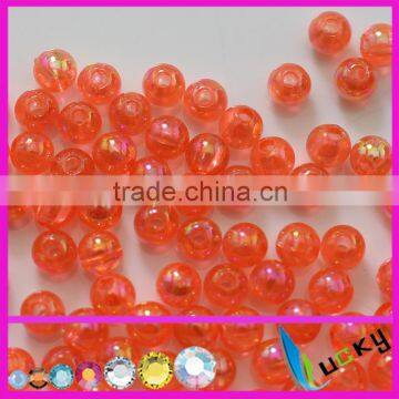 Orange ab color clear Round Acrylic beads colorful ab effect with holes 3mm to 16mm for jewelry Necklace,bracelet