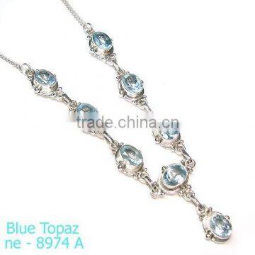 925 silver Blue Topaz necklace Indian jewelry