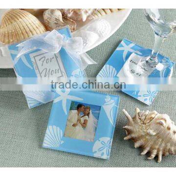 Anti-slip tempered beer glass placemats coaster with insert photo frame