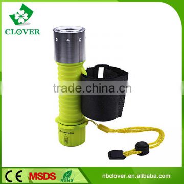 Green plastic material waterproof chinese diving powerful led flashlight