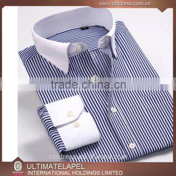 High quality contrast color collar and cuff fancy dress shirts long sleeve for men