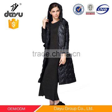 OEM 100% best quality hood down feather jacket fashion long ladies down jacket