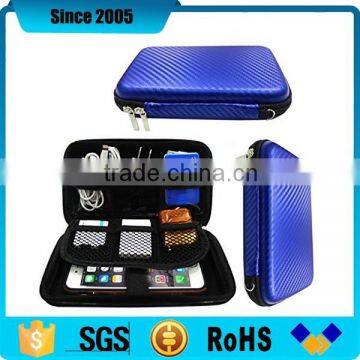 blue leather cover eva mobile storage case holder with compartment