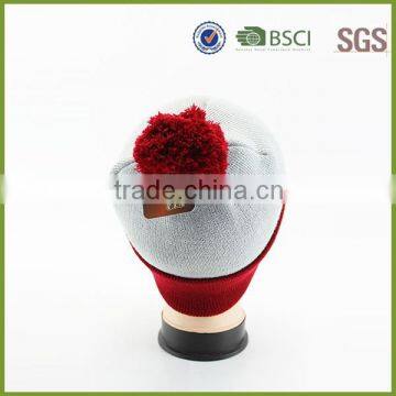 Patch Label Wholesale Winter Custom Beanie Hats With Top Ball