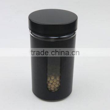 Black Colored Iron Covered Glass Storage Jar With Metal Screw Lid photo-5