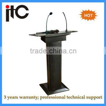 Public address speech lecture wood podium with VHF wireless mic