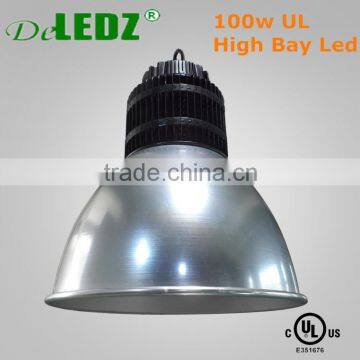 Aluminum housing ip65 100w LED High Bay Fixtures glass shade UL approved led high bay light factory 5 years warranty