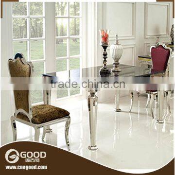Luxury Dining Furniture Stainless Steel Marble Table Set