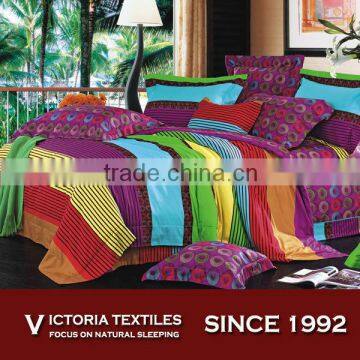 Modern Colorful Stripe Printed Cotton Bed Cover Set 4pcs Bedding Sets
