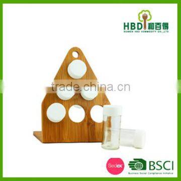 Glass Jar With Bamboo Rack, Spice Jar With Bamboo Rack