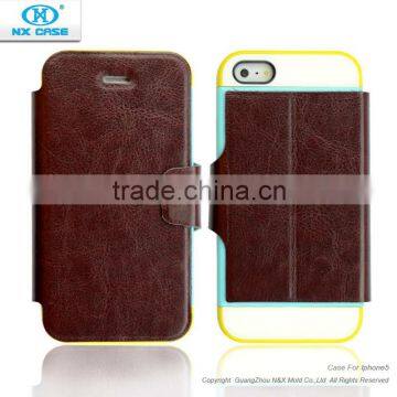 Fashional leather credit card flip wallet case for Iphone 5