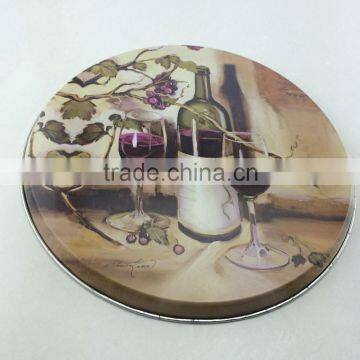 Graceful christmas round decorative tin tray for promotion