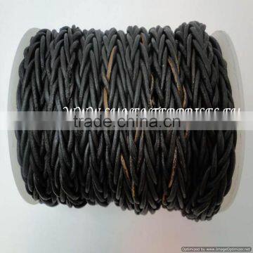 Round Leather Cords - nappa round 14mm plainted round vbrown