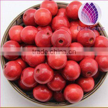 6mm red wood round beads for garment decoration