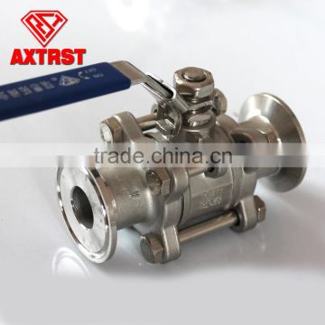 Clamped end 3pc stainless steel ball valve with ISO5211